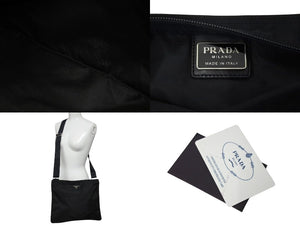 極美品 PRADA プラダ テスート B7339 ショルダーバッグ ナイロンプレート ブラック 中古 4c070994 ロゴ