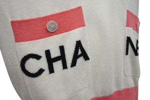 CHANEL シャネル セーター P61425K46799 サイズ34 カシミヤ ロゴ ココマーク ピンク アイボリー 美品 中古 4c070996