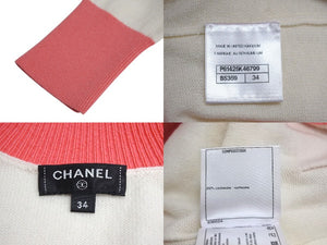 CHANEL シャネル セーター P61425K46799 サイズ34 カシミヤ ロゴ ココマーク ピンク アイボリー 美品 中古 4c070996