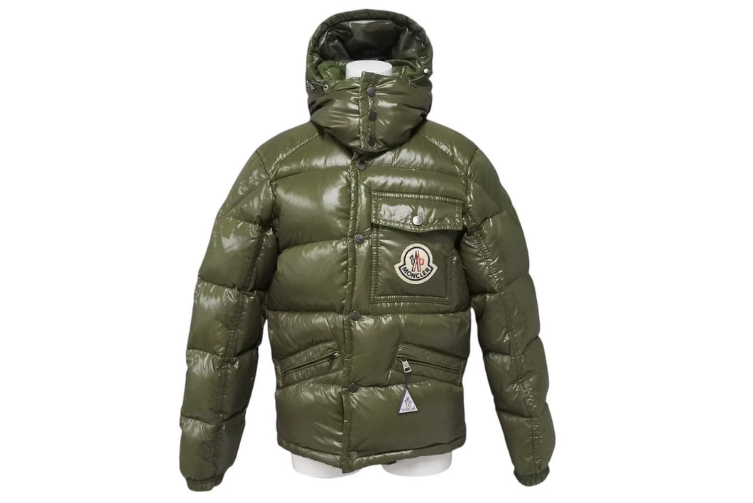 MONCLER モンクレール K2 DOWN JACKET ダウンジャケット Z7HJ365 ナイロン カーキ サイズ0 美品 中古 4c070998