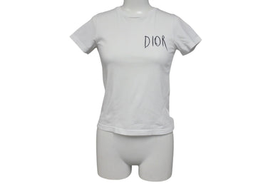 Dior ディオール 半袖Tシャツ ブランドロゴ 9HBK23TEEB ポルトガル製 コットン ホワイト ブラック サイズ8 美品 中古 4c071006