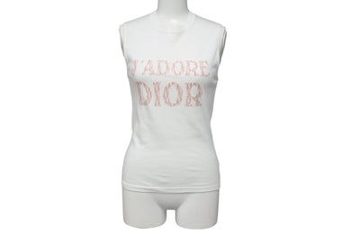 極美品 Christian Dior クリスチャンディオール J'ADORE ジャドール タンクトップ 2E12155300 サイズ38 ホワイト ピンク 中古 4c071008