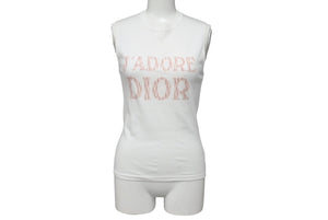 極美品 Christian Dior クリスチャンディオール J'ADORE ジャドール タンクトップ 2E12155300 サイズ38 ホワイト ピンク 中古 4c071008