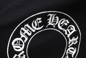 極美品 CHROME HEARTS クロムハーツ Tシャツ Vネック 半袖 ホースシュー ロゴ ブラック コットン サイズM RN# 95024 中古 4c071016