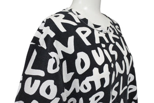 LOUIS VUITTON ルイヴィトン 半袖Ｔシャツ RM091S サイズL モノグラム グラフィティ ブラック ホワイト 美品 中古 4c071018