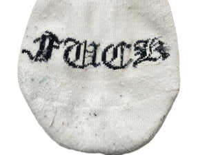 CHROME HEARTS クロムハーツ 靴下 ソックス ロゴ刺繍 FUCK YOU ホワイト ブラック コットン 良品 中古 4c071024