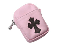 Load image into Gallery viewer, CHROME HEARTS クロムハーツ MICRO TAKA WALLET マイクロ タカ ウォレット コインケース エアポッツケース ピンク レザー シルバー金具 美品 中古 4c071031