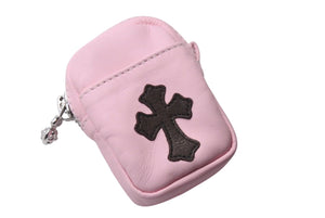 CHROME HEARTS クロムハーツ MICRO TAKA WALLET マイクロ タカ ウォレット コインケース エアポッツケース ピンク レザー シルバー金具 美品 中古 4c071031