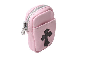 CHROME HEARTS クロムハーツ MICRO TAKA WALLET マイクロ タカ ウォレット コインケース エアポッツケース ピンク レザー シルバー金具 美品 中古 4c071031