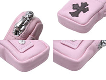Load image into Gallery viewer, CHROME HEARTS クロムハーツ MICRO TAKA WALLET マイクロ タカ ウォレット コインケース エアポッツケース ピンク レザー シルバー金具 美品 中古 4c071031