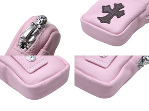 CHROME HEARTS クロムハーツ MICRO TAKA WALLET マイクロ タカ ウォレット コインケース エアポッツケース ピンク レザー シルバー金具 美品 中古 4c071031