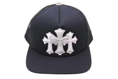 新品未使用 CHROME HEARTS クロムハーツ トラッカーキャップ CHクロスパッチ ONE SIZE メッシュ ブラック ホワイト シルバー925 中古 4c071032