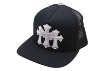 Load image into Gallery viewer, 新品未使用 CHROME HEARTS クロムハーツ トラッカーキャップ CHクロスパッチ ONE SIZE メッシュ ブラック ホワイト シルバー925 中古 4c071032