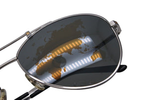 CARTIER カルティエ サングラス アイウェア ブラック サイズ61□16 B19A73L シルバー金具 世界地図 美品 中古 4c071034