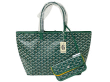 Load image into Gallery viewer, 新品未使用 GOYARD ゴヤール サンルイPM バッグ トートバッグ STLOUIPMLTY09CL09P PVC レザー ヘリンボーン グリーン 中古 4c071039