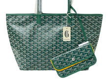Load image into Gallery viewer, 新品未使用 GOYARD ゴヤール サンルイPM バッグ トートバッグ STLOUIPMLTY09CL09P PVC レザー ヘリンボーン グリーン 中古 4c071039