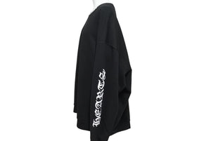 極美品 CHROME HEARTS クロムハーツ スウェットシャツ トレーナー サイズXXL ネックロゴ 新作 袖プリント ブラック コットン 中古 4c071052