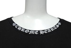 極美品 CHROME HEARTS クロムハーツ スウェットシャツ トレーナー サイズXXL ネックロゴ 新作 袖プリント ブラック コットン 中古 4c071052