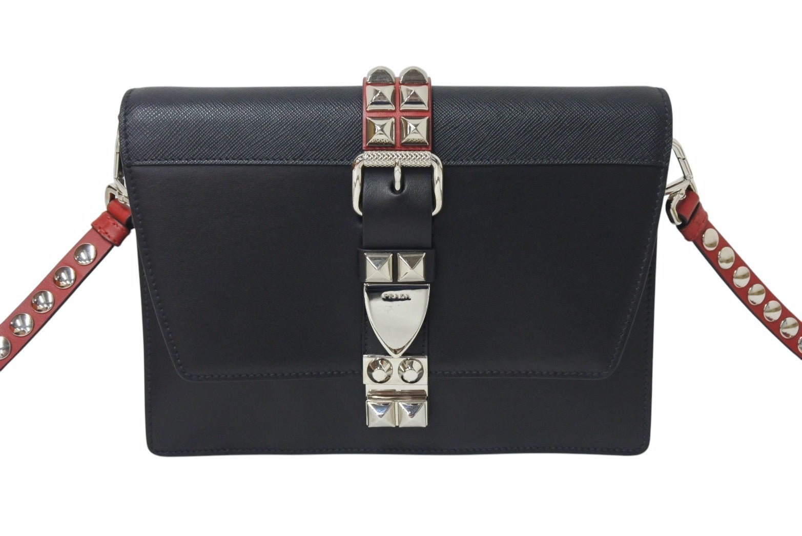極美品 PRADA プラダ エレクトラ スタッズ ショルダーバッグ