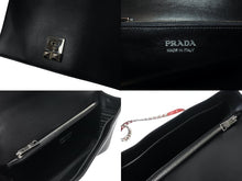 画像をギャラリービューアに読み込む, 極美品 PRADA プラダ エレクトラ スタッズショルダーバッグ 1BD120 ブラック レッド カーフレザー ロゴ 鞄 シルバー金具 中古 4c071057 