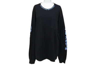 CHROME HEARTS クロムハーツ 長袖Ｔシャツ サイズS ネックロゴ ロゴプリント スクロールラベルロゴ ブラック コットン 美品 中古 4c071060