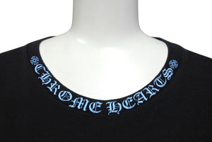 CHROME HEARTS クロムハーツ 長袖Ｔシャツ サイズS ネックロゴ ロゴプリント スクロールラベルロゴ ブラック コットン 美品 中古 4c071060