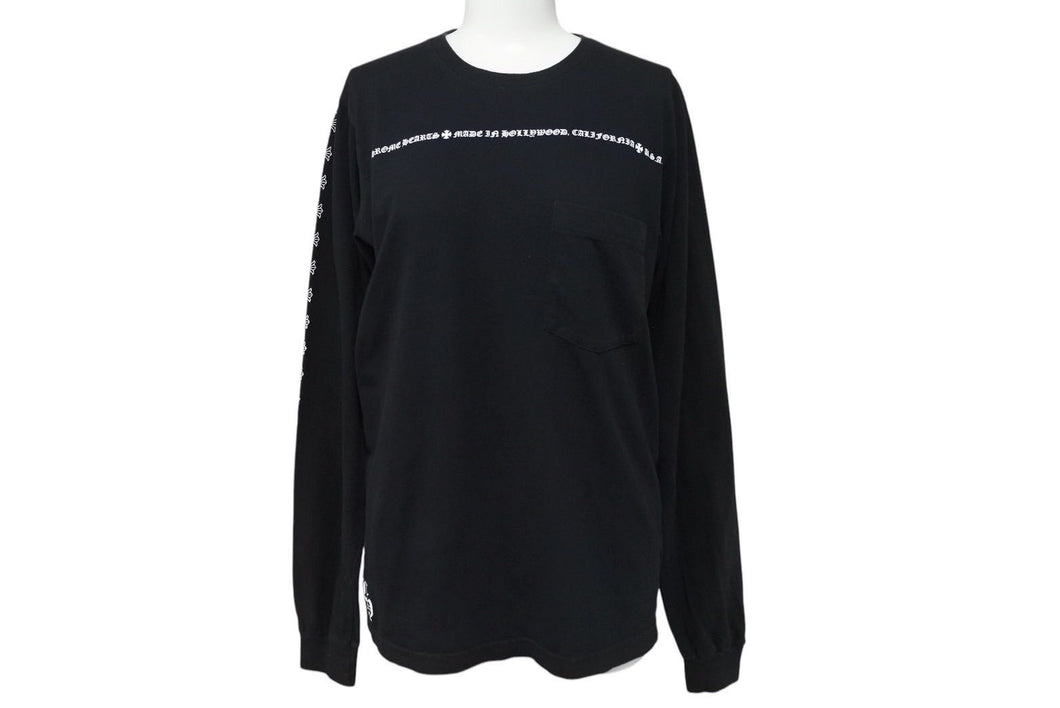CHROME HEARTS クロムハーツ 長袖Tシャツ CHクロス トップス コットン ブラック サイズS 美品 中古 4c071065