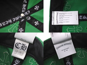 極美品 CHROME HEARTS クロムハーツ キャップ ベースボールキャップ クロスパッチ CHロゴ刺繍 クロスボール シルバー 925 グリーン 中古 4c071067