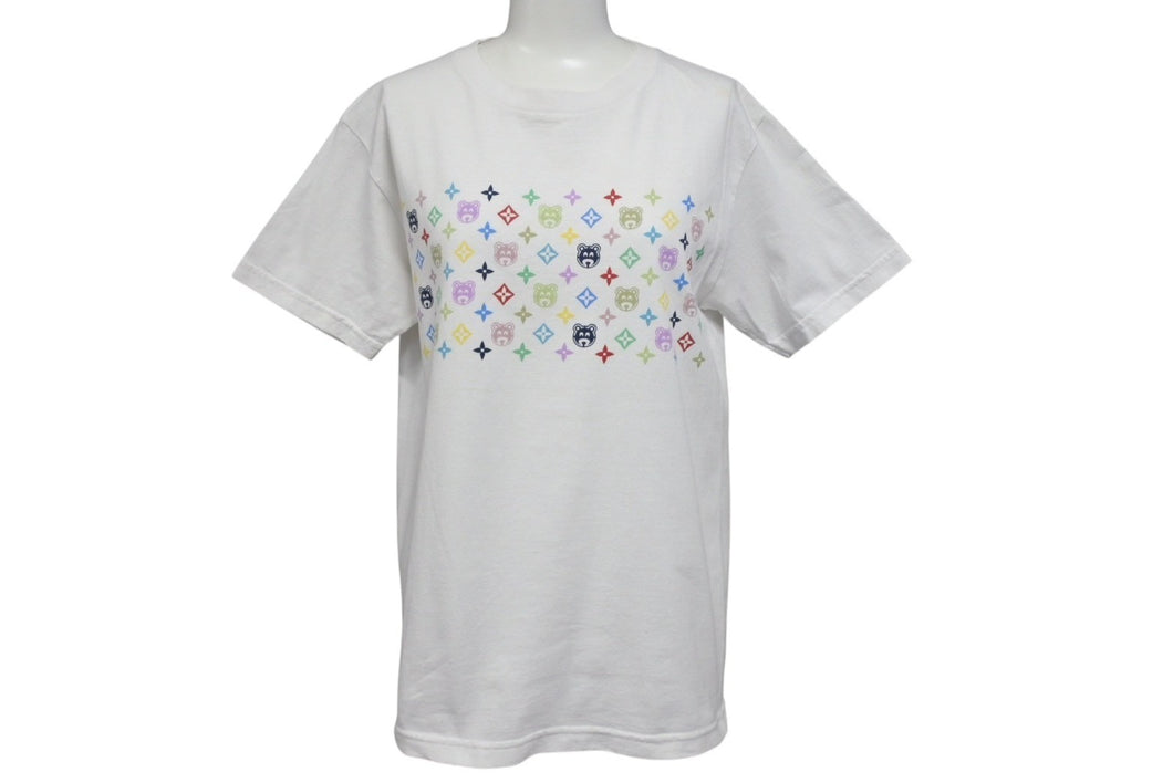 KANYE WEST カニエウェスト 半袖Tシャツ サイズS カニエベア モノグラムマルチカラー ホワイト オフィシャル 2005年 美品 中古 4c071088 KANYE WEST カニエウェスト 半袖Tシャツ サイズS カニエベア