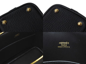 新品未使用 HERMES エルメス ミニボリード1923 2WAY ハンドバッグ ショルダーバッグ W刻印 シェーブル ブラック ゴールド 中古 4c071152