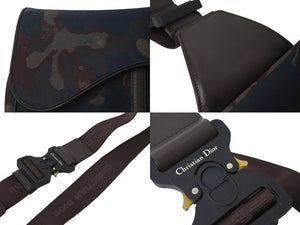 新品未使用 DIOR HOMME x PETER DOIG ディオール オム ピータードイグ サドルバッグ ショルダーバッグ ナイロン レザー ブラウン 中古 4c071157