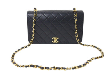 CHANEL シャネル マトラッセ フルフラップチェーンショルダーバッグ ココマーク 1番台 ラムスキン ブラック ゴールド 美品 中古 4c071162