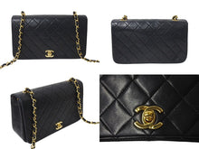 Load image into Gallery viewer, CHANEL シャネル マトラッセ フルフラップチェーンショルダーバッグ ココマーク 1番台 ラムスキン ブラック ゴールド 美品 中古 4c071162