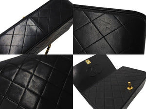 CHANEL シャネル マトラッセ フルフラップチェーンショルダーバッグ ココマーク 1番台 ラムスキン ブラック ゴールド 美品 中古 4c071162