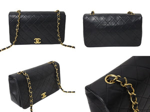 CHANEL シャネル マトラッセ フルフラップチェーンショルダーバッグ ココマーク 1番台 ラムスキン ブラック ゴールド 美品 中古 4c071163