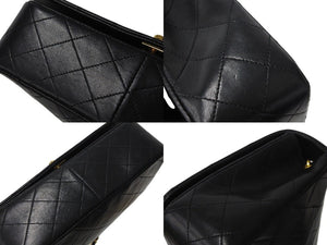 CHANEL シャネル マトラッセ フルフラップチェーンショルダーバッグ ココマーク 1番台 ラムスキン ブラック ゴールド 美品 中古 4c071163