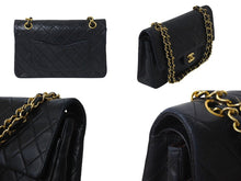 Load image into Gallery viewer, CHANEL シャネル マトラッセ25 Wフラップ Wチェーンショルダーバッグ ココマーク 1番台 ラムスキン ブラック ゴールド 美品 中古 4c071164