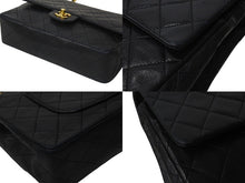 Load image into Gallery viewer, CHANEL シャネル マトラッセ25 Wフラップ Wチェーンショルダーバッグ ココマーク 1番台 ラムスキン ブラック ゴールド 美品 中古 4c071164