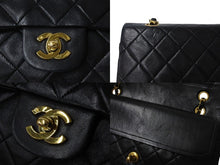 Load image into Gallery viewer, CHANEL シャネル マトラッセ25 Wフラップ Wチェーンショルダーバッグ ココマーク 1番台 ラムスキン ブラック ゴールド 美品 中古 4c071164