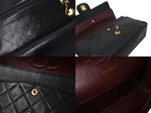 Load image into Gallery viewer, CHANEL シャネル マトラッセ25 Wフラップ Wチェーンショルダーバッグ ココマーク 1番台 ラムスキン ブラック ゴールド 美品 中古 4c071164