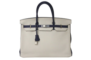 極美品 SPO HERMES エルメス バーキン40 クレ ブルーニュイ トゴ 40cm C刻印 マットシルバー金具 ハンドバッグ 中古 4c071166