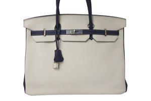 極美品 SPO HERMES エルメス バーキン40 クレ ブルーニュイ トゴ 40cm C刻印 マットシルバー金具 ハンドバッグ 中古 4c071166