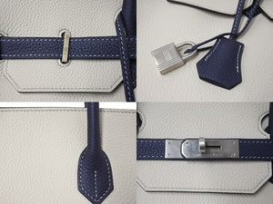 極美品 SPO HERMES エルメス バーキン40 クレ ブルーニュイ トゴ 40cm C刻印 マットシルバー金具 ハンドバッグ 中古 4c071166