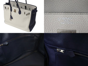 極美品 SPO HERMES エルメス バーキン40 クレ ブルーニュイ トゴ 40cm C刻印 マットシルバー金具 ハンドバッグ 中古 4c071166