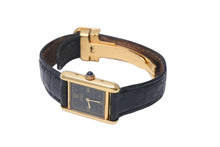 Load image into Gallery viewer, Cartier カルティエ Must Tank SM Black 4Points Roman マストタンクSM 腕時計 5057001 スイス ブラック ゴールド 美品 中古 4c071170