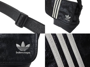 BALENCIAGA バレンシアガ Adidas アディダス ショルダーバッグ 729153 1091P 535269 レザー ブラック ホワイト 美品 中古 4c071187