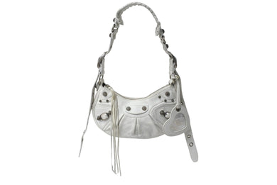 BALENCIAGA バレンシアガ LE CAGOLE XS ル カゴール 671309 9104 0 662481 アリーナラムスキン ホワイト シルバー金具 美品 中古 4c071194