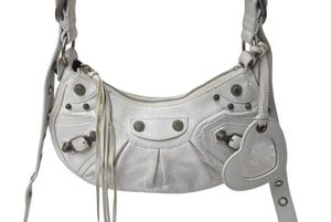 BALENCIAGA バレンシアガ LE CAGOLE XS ル カゴール 671309 9104 0 662481 アリーナラムスキン ホワイト シルバー金具 美品 中古 4c071194