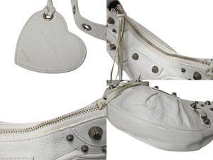BALENCIAGA バレンシアガ LE CAGOLE XS ル カゴール 671309 9104 0 662481 アリーナラムスキン ホワイト シルバー金具 美品 中古 4c071194