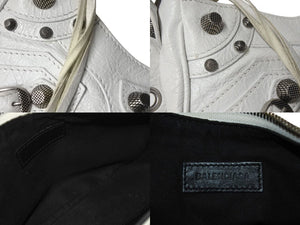 BALENCIAGA バレンシアガ LE CAGOLE XS ル カゴール 671309 9104 0 662481 アリーナラムスキン ホワイト シルバー金具 美品 中古 4c071194
